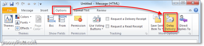 Slik forsinker, utsetter eller planlegger levering av e-postelementer i Outlook 2010