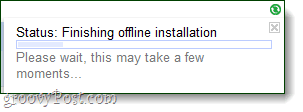 avslutter offline installasjon av Gmail