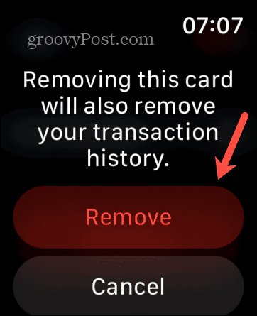apple pay bekrefte fjerning på apple watch