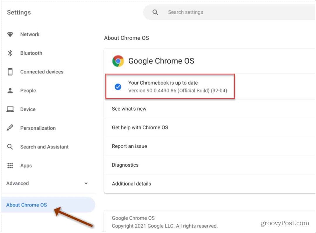 om Chrome OS versjon 90