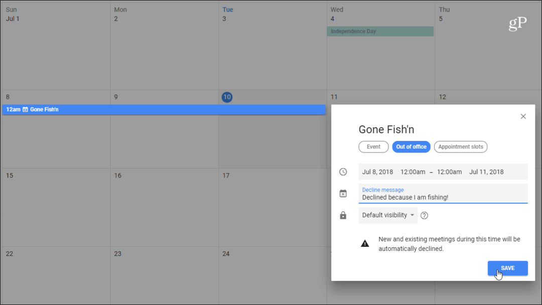 Hvordan bruke Out-Office-modus med Google Kalender