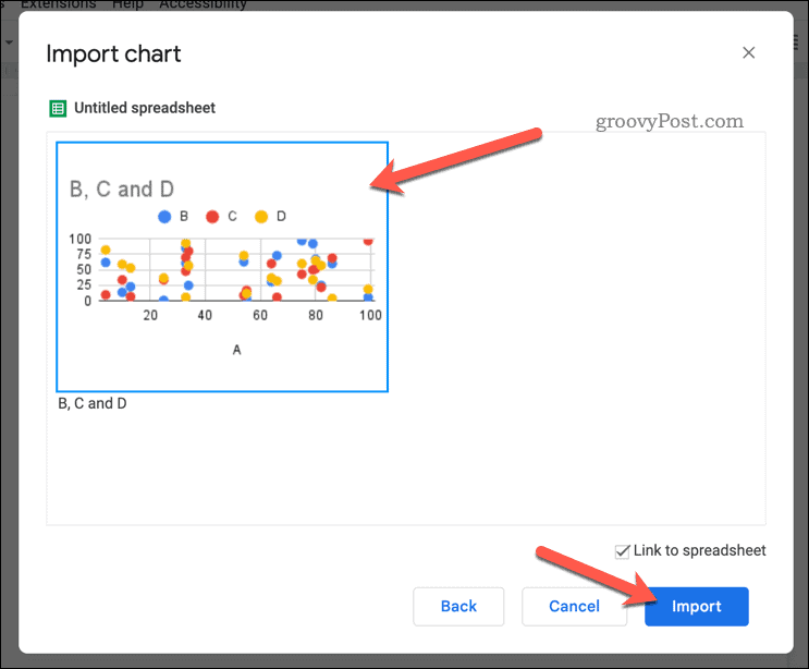 Importere et diagram i Google Dokumenter