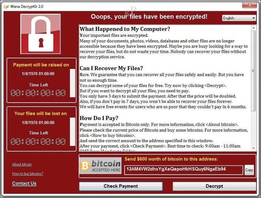 Microsoft gir ut sikkerhetsoppdatering for nødanlegg for Wanacrypt Ransomware