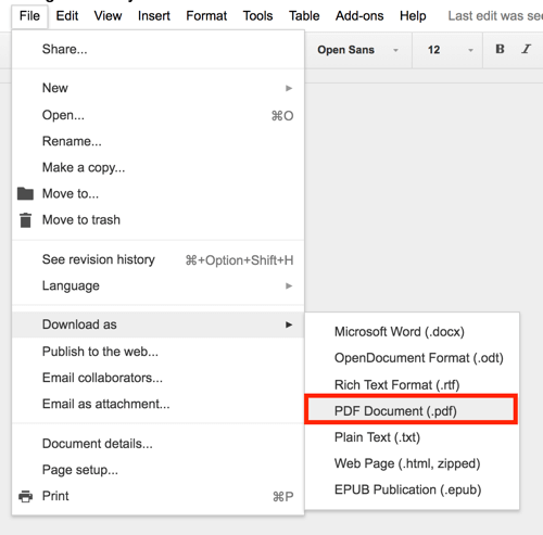 Google Drive lar deg eksportere ethvert dokument som en PDF.