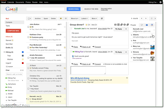 Gmail Labs: En ny leserute, akkurat som Outlook