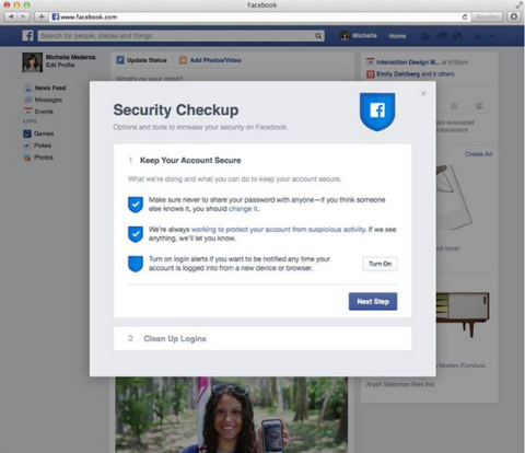 Facebook tester en ny funksjon for sikkerhetskontroll