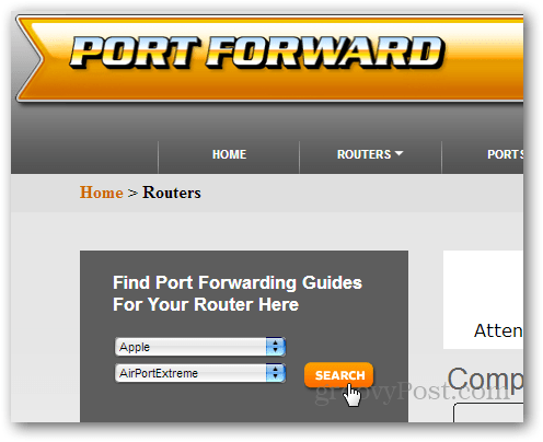 finne en ruteguide på portforward.com