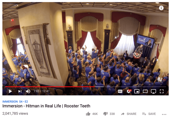 Eksempel på Rooster Teeth superfan-engasjement på YouTube.