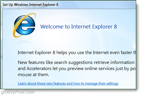 velkommen til Internet Explorer 8
