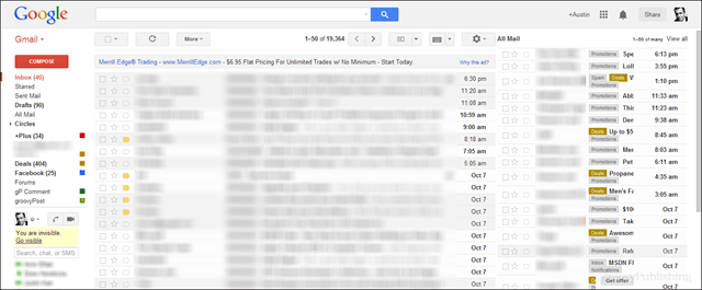 forhåndsvis skjermdump av gmail med all post i 2. rute til høyre