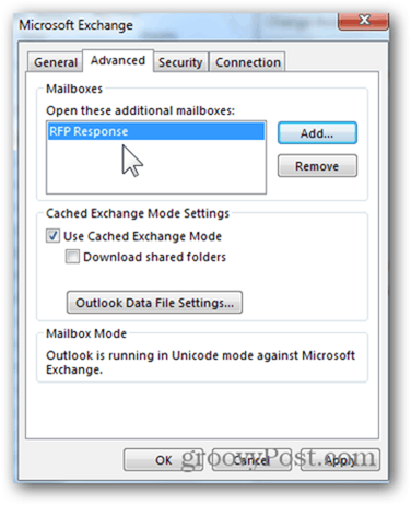 Legg til postkasse Outlook 2013 - Klikk OK for å lagre