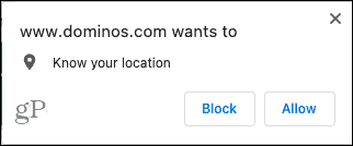 Chrome-nettsteder som ber om plassering