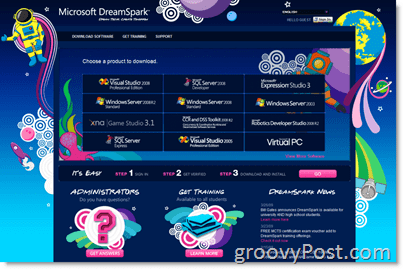 Microsoft DreamSpark hjemmeside - gratis programvare for studenter på studenter og studenter
