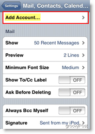 Apple iPhone og iPod Touch Legg til postkonto