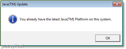 Skjermbilde: Windows 7 Java Update Check Complete Jucheck.exe