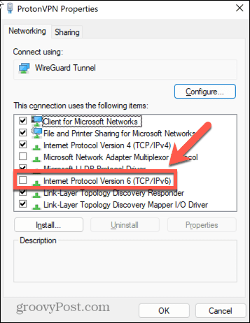 Windows 11 fjern merket for ipv6
