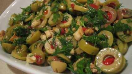 Hvordan lage grønn oliven salat? Hatay-stil oliven salat