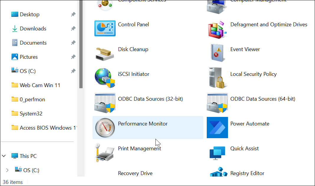 Ytelsesmonitor på Windows 11