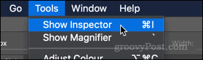 Vis alternativet Inspector i macOS Preview-app