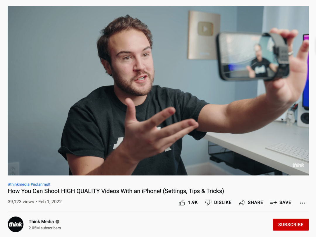 bilde av YouTube-video om videoopptak med iPhone