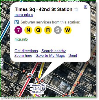 google maps vil til og med fortelle deg hvilke tjenester som er tilgjengelige på hver stasjon