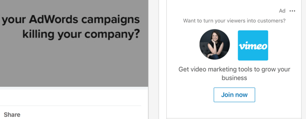 Eksempel på en LinkedIn Dynamic Content-annonse.