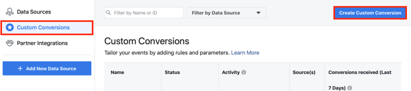 Bruk Facebook Event Setup Tool, trinn 10, menyalternativ for å sette opp egendefinerte konverteringer for Facebook-piksler 
