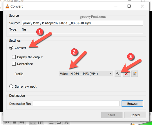 Angi konverteringsinnstillinger i VLC på Windows