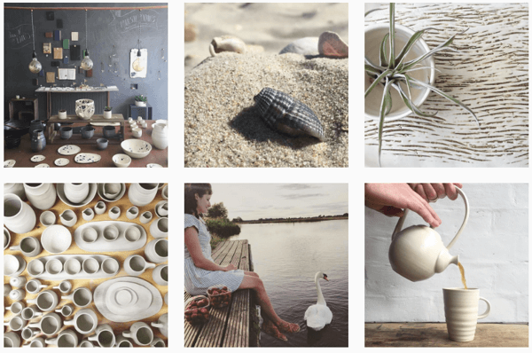 Illyria Pottery bruker ett filter for å lage en sammenhengende Instagram-feed.