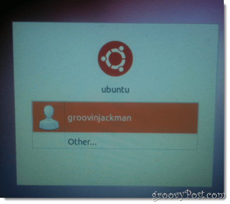 Velg den nye ubuntu-brukeren