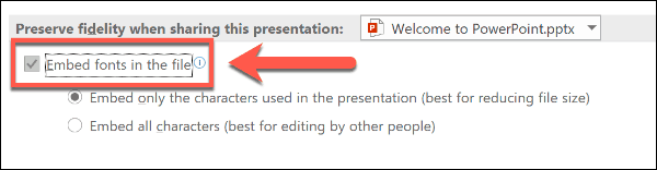Integrer skrifttypealternativ i PowerPoint