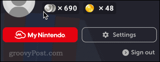 Nintendo Online Settings-knapp