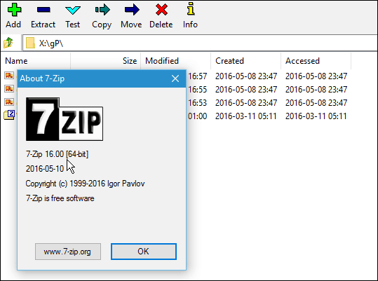 7zip versjon 16