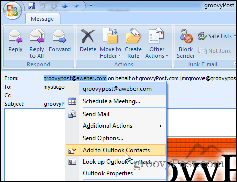 Legg til i Kontakter Outlook 2007