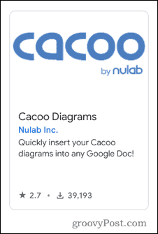 Cacoo-tillegget i Google Docs