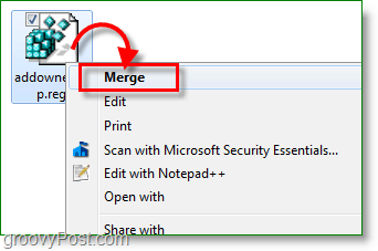 Windows 7-skjermbilde - slå sammen registernøkkelfixen
