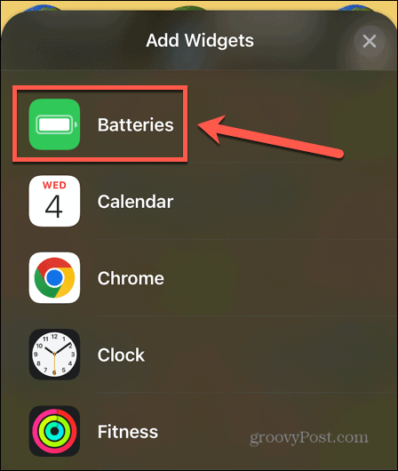 iPhone legg til batteri-widget