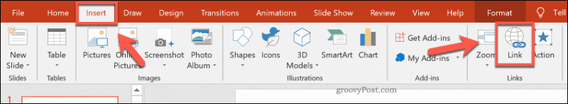 Sette inn en kobling i PowerPoint