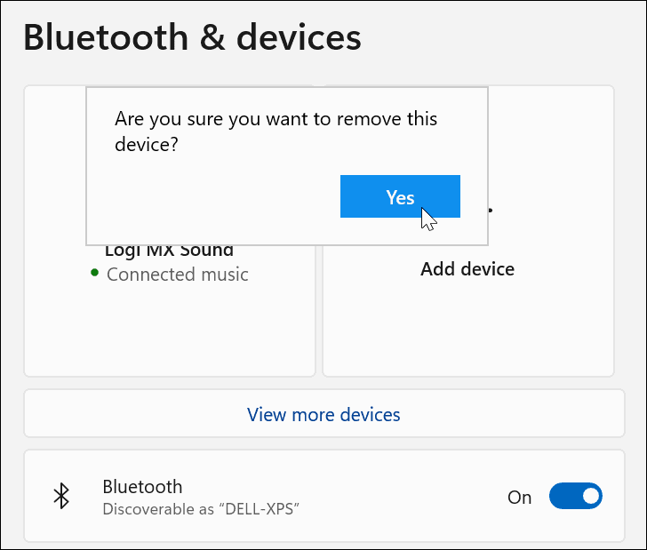 Bekreft fjerning av Bluetooth-enhet