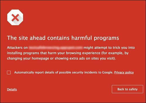 Google-krom-blokkerende skadelig
