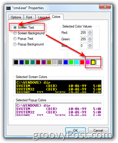 Tilpass størrelse og farge i Windows Command Prompt-vinduet