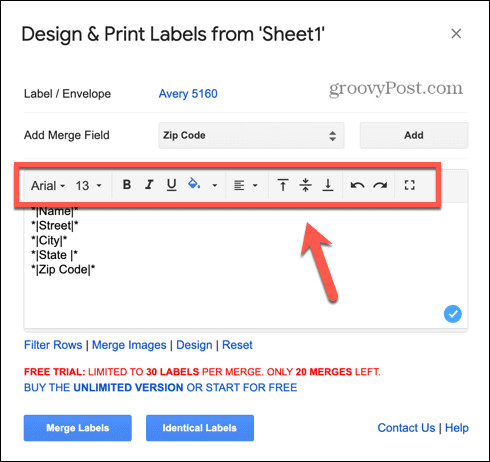 google sheets formateringsverktøy