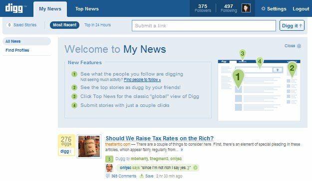 Ny Digg Velkommen til Mine nyheter