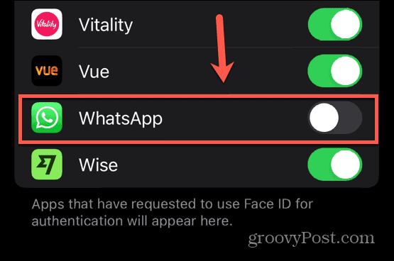 whatsapp ansikts-ID deaktivert