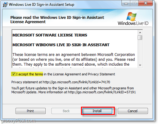 koble vinduet 7-kontoen din ved å installere live ID-logg-assistenten