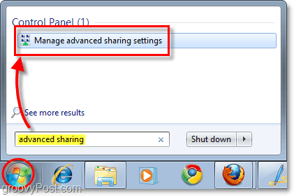 administrere avanserte delingsinnstillinger i Windows 7