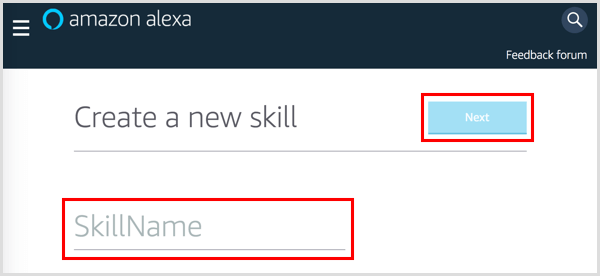 Skriv inn et navn for Alexa-ferdigheten din.
