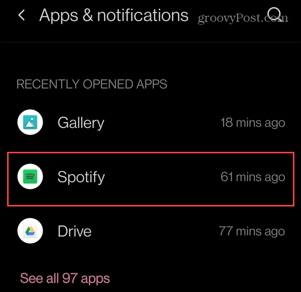 nylig installerte apper Spotify