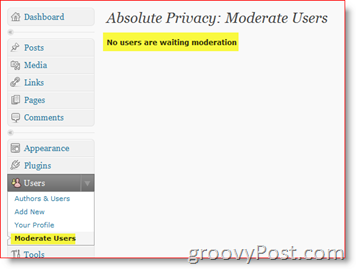 Absolutt personvern Moderate brukere - Privat WordPress-blogg-plugin