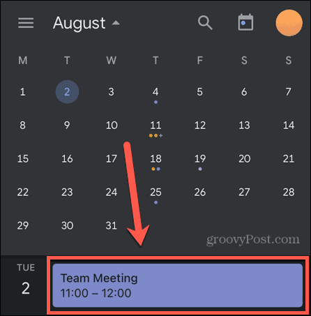 google kalender hendelse mobil